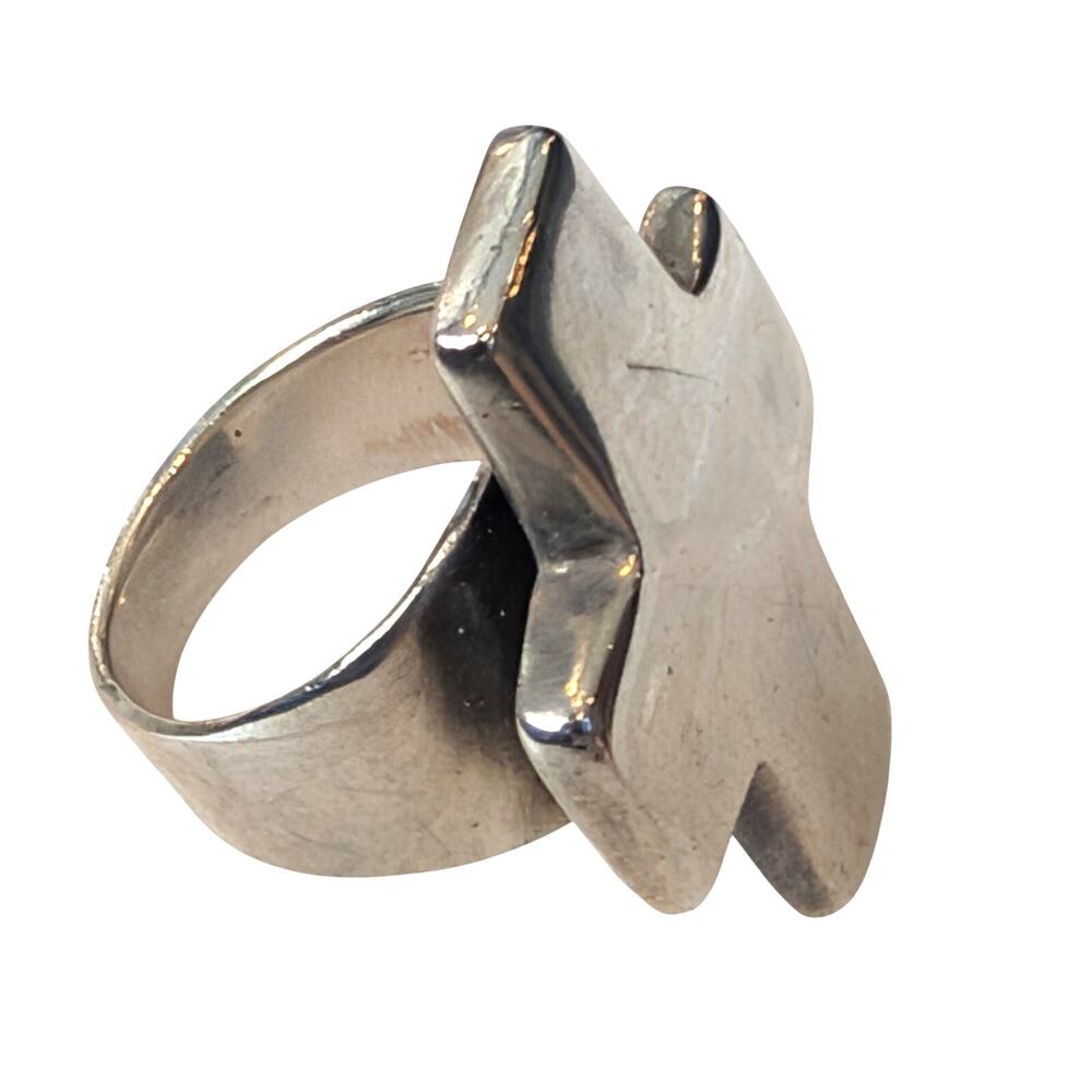 925 Thailand Sterling Silver Cross Ring Adjustable Size 7.5 11g - Picture 4 of 10